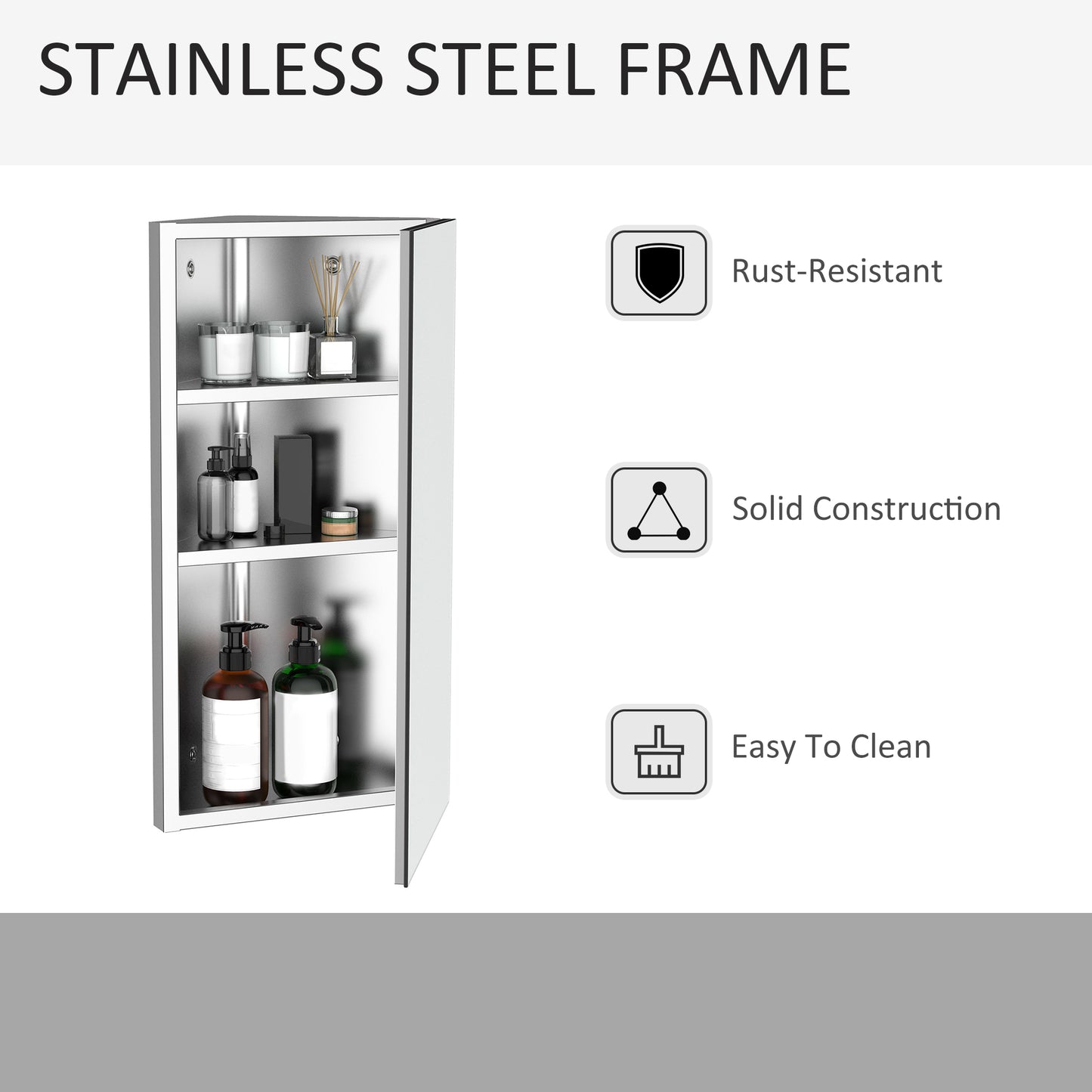 Homcom stainless steel floating corner cabinet