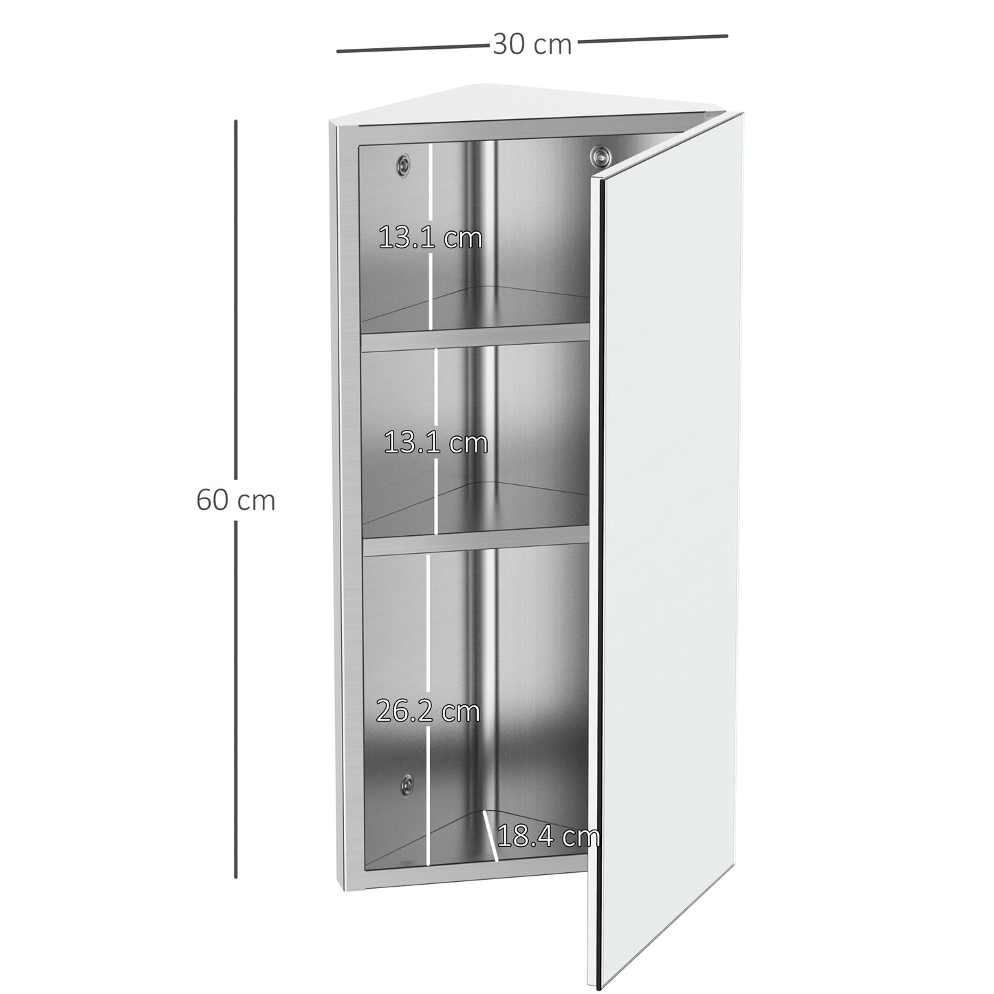 Homcom stainless steel floating corner cabinet