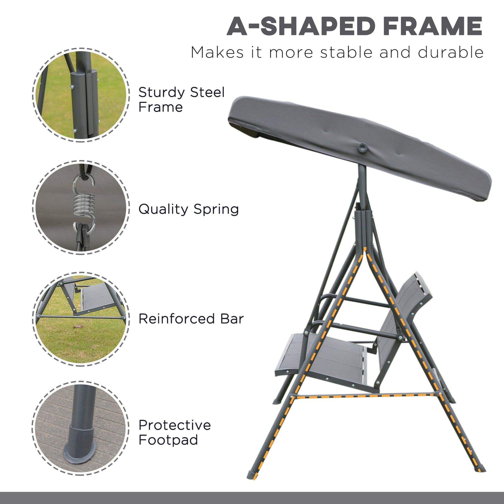 Outsunny 3 Seater Swing Chair