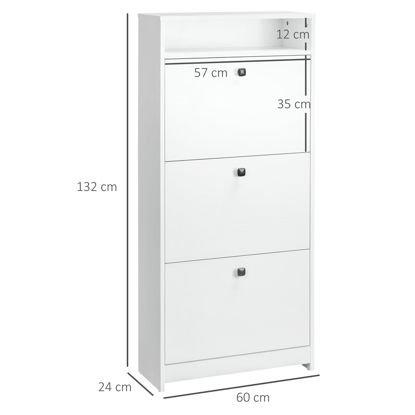 Shoe Storage Cabinet Footwear Organiser Space-saving  3 Drawers -White