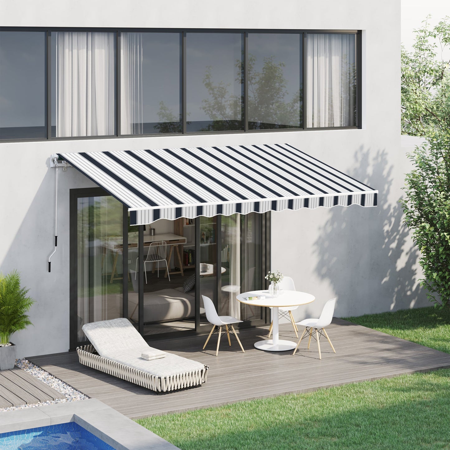 Outsunny 4x3M Manual Retractable Awning