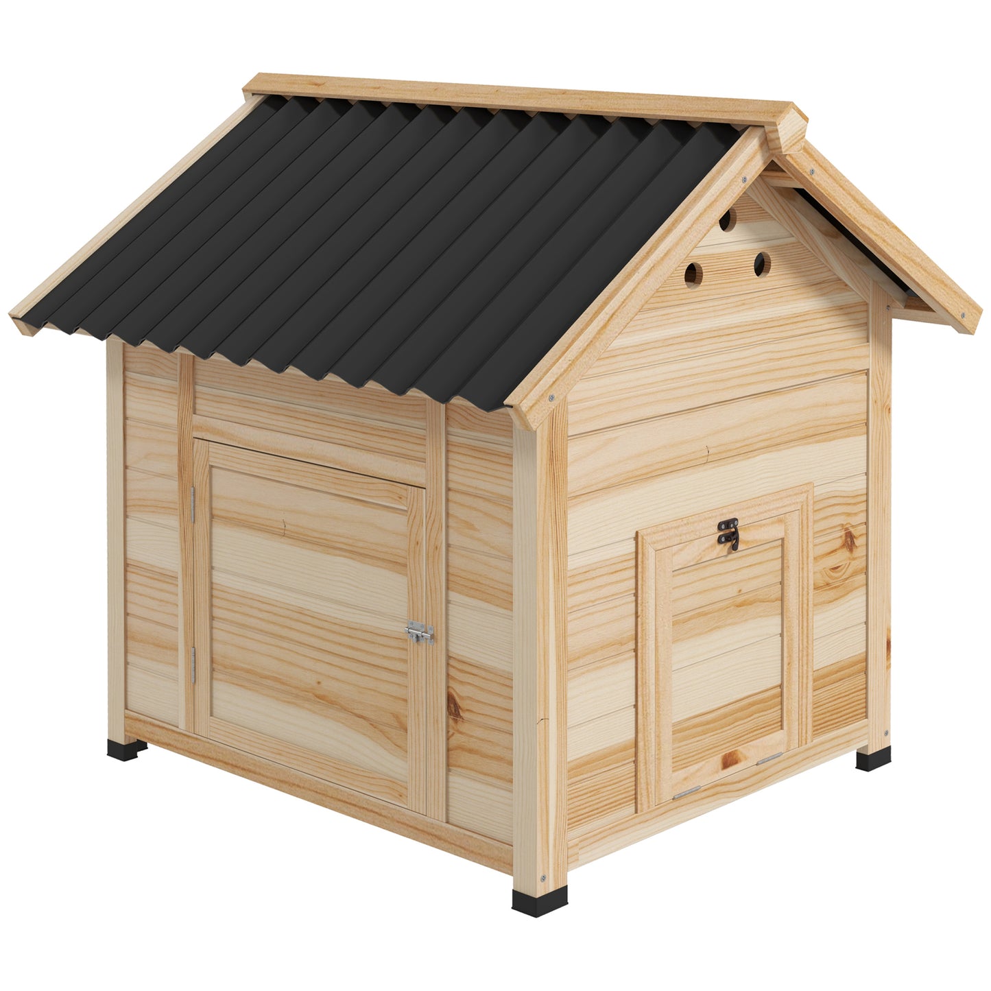 PawHut Wooden Duck House, Poultry Coop with Double Doors, Openable Roof