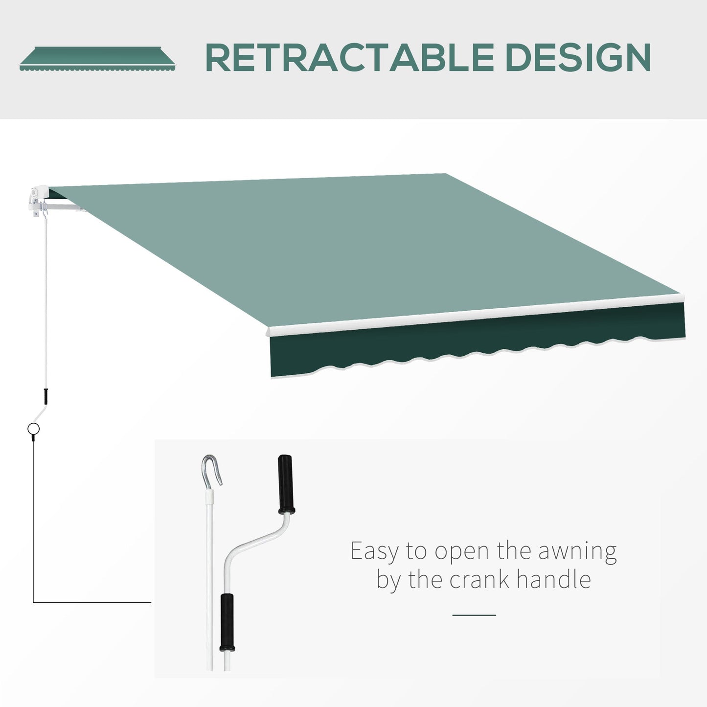 Outsunny 2.5x2m Manual Retractable Awning