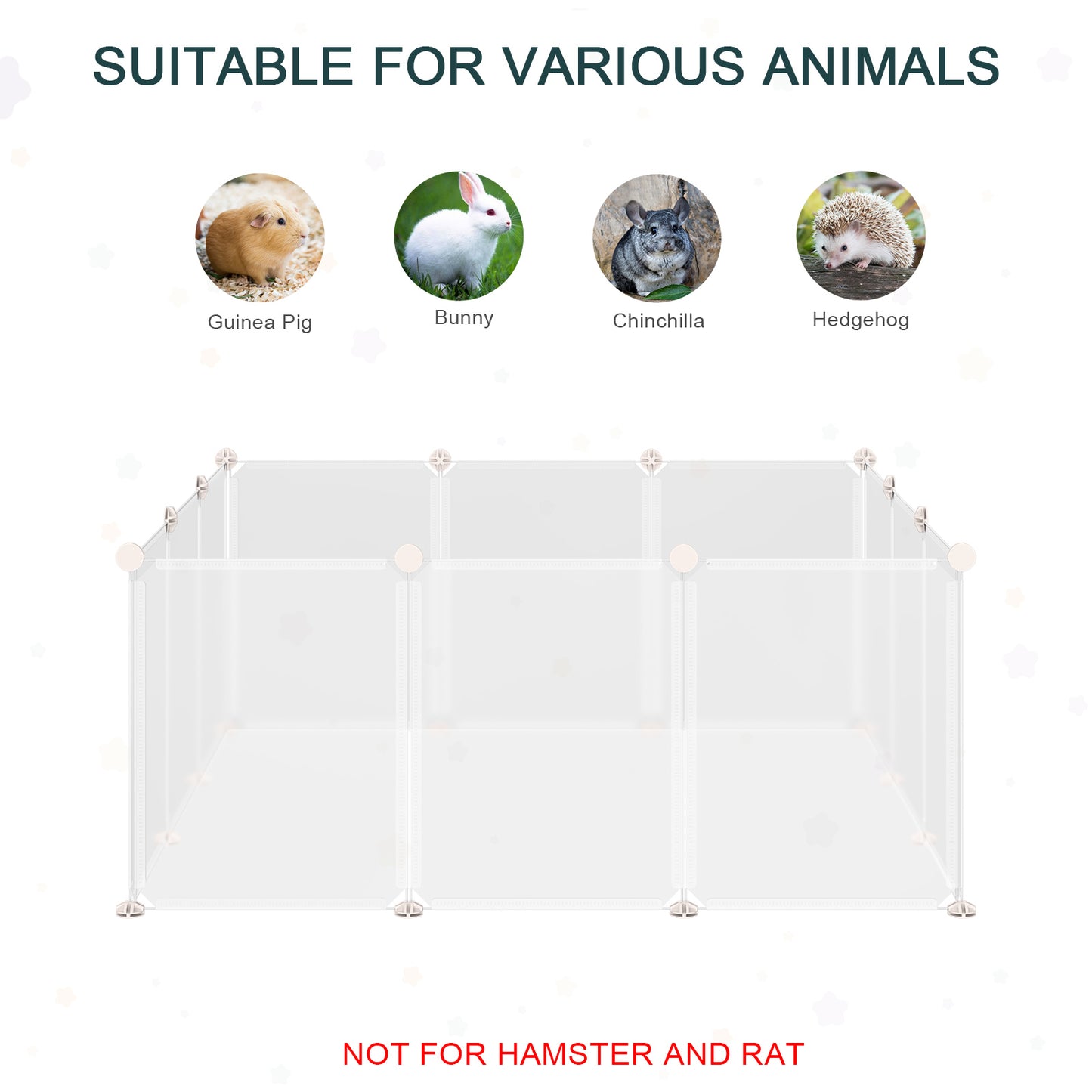 Pet Playpen DIY Small Animal Cage 12 Panels for Bunny Chinchilla Pawhut