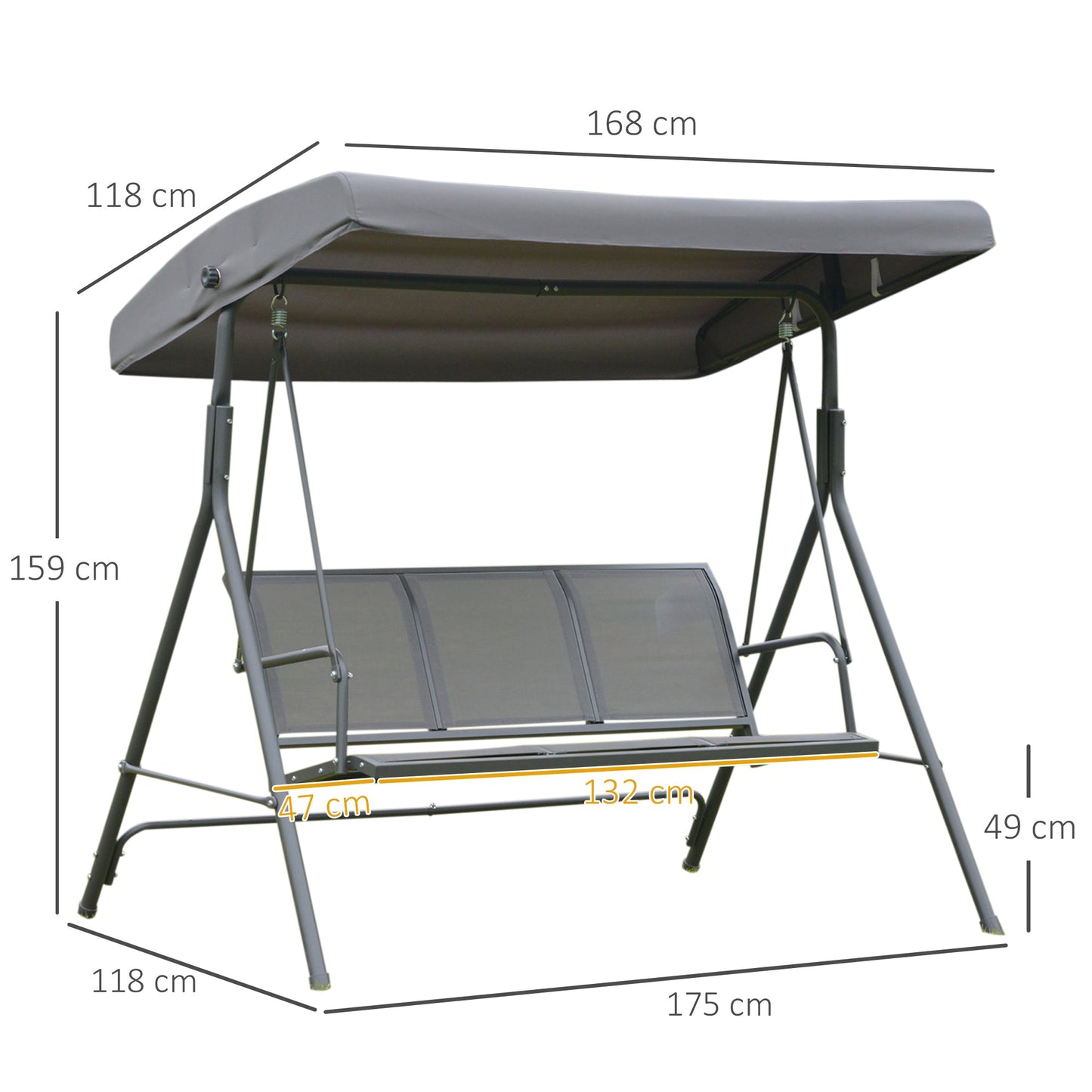 Outsunny 3 Seater Swing Chair