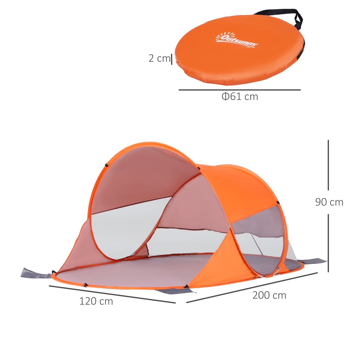 Portable Automatic Pop Up Beach Tent Outdoor Camp Shelter Orange Outsunny