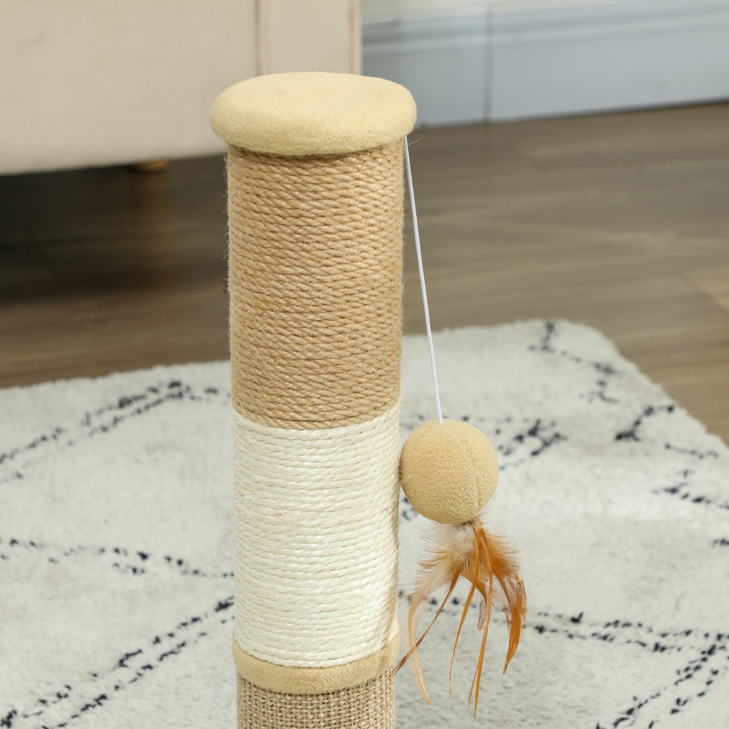 PawHut 47cm Tall Cat Scratching Post for Indoor Cats, with Sisal Rope, Brown