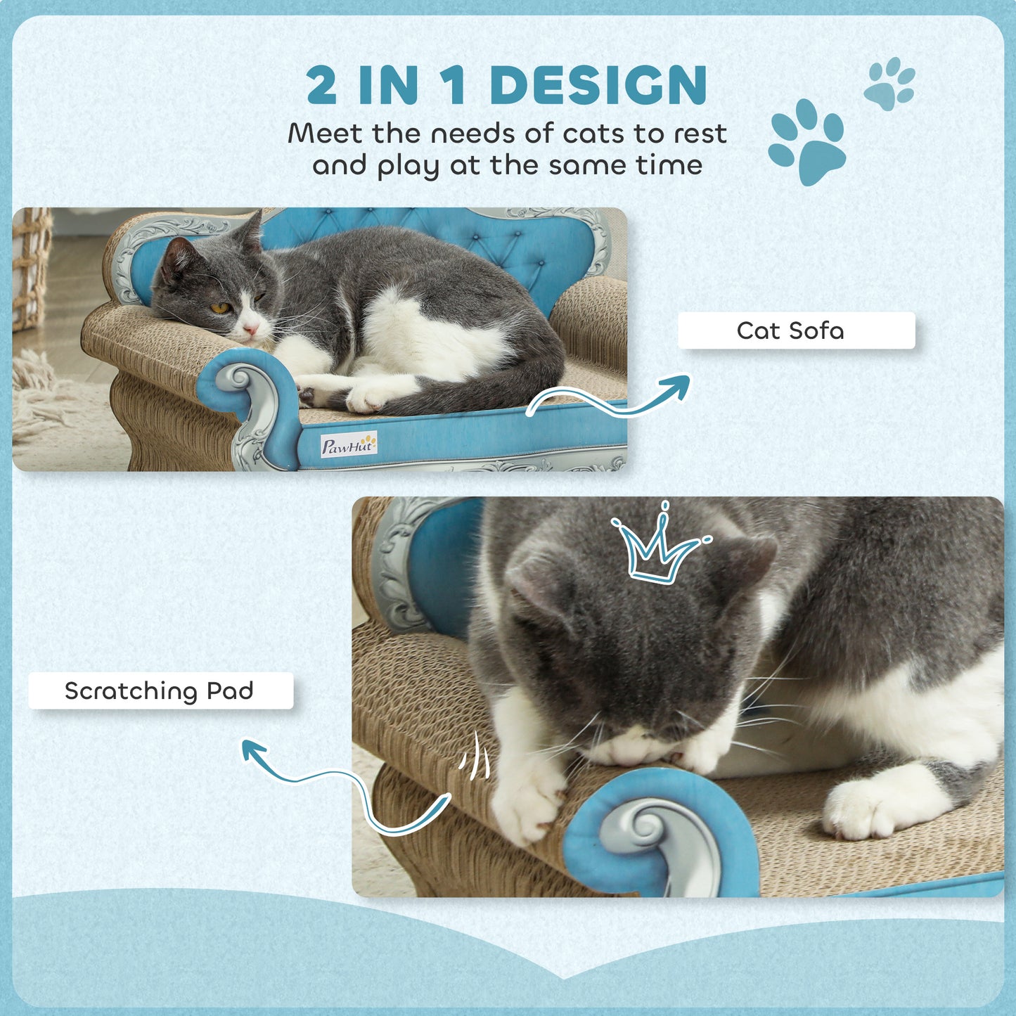 PawHut 2 in 1 Cardboard Cat Scratching Board with Catnip for Indoor Cats