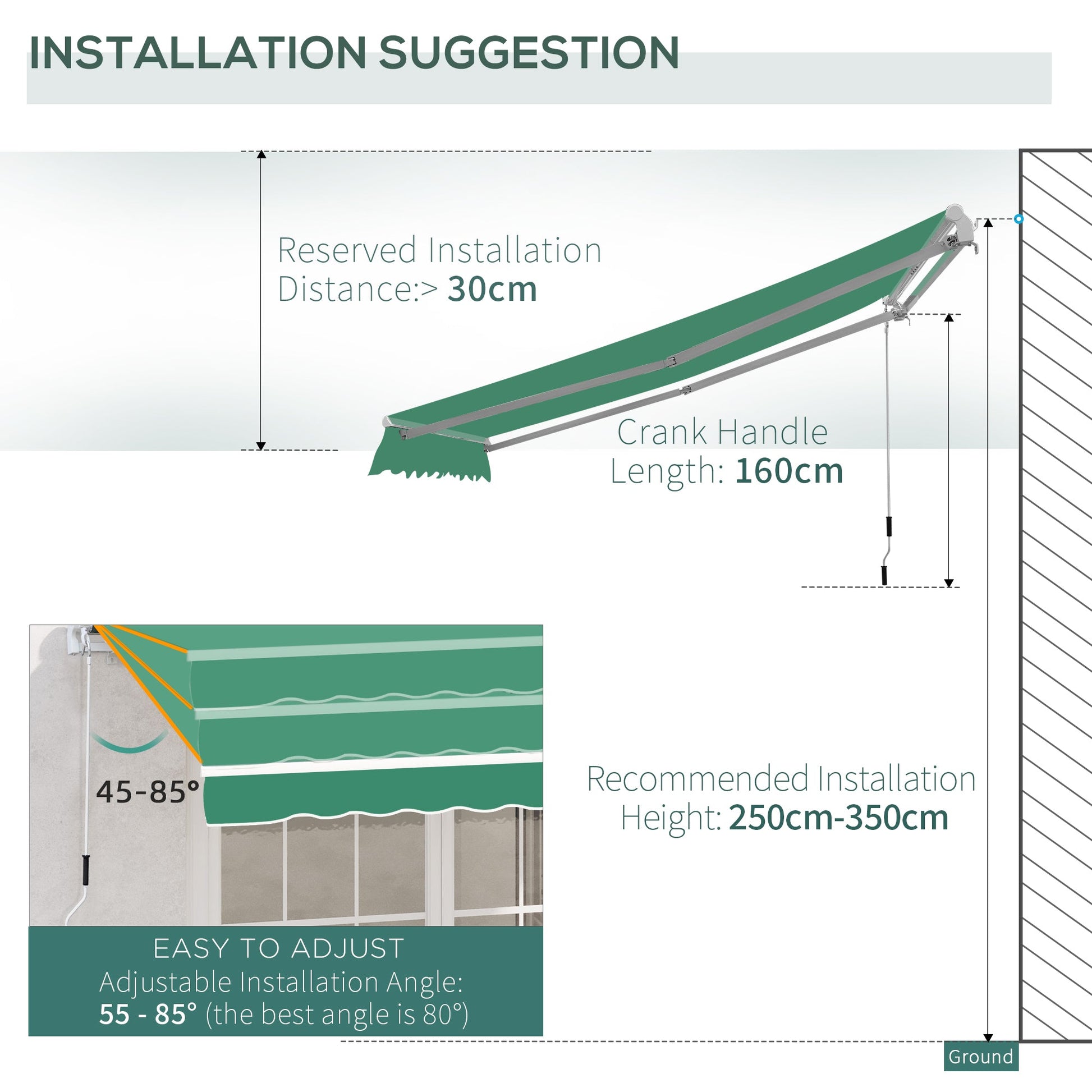 Outsunny Manual Retractable Awning