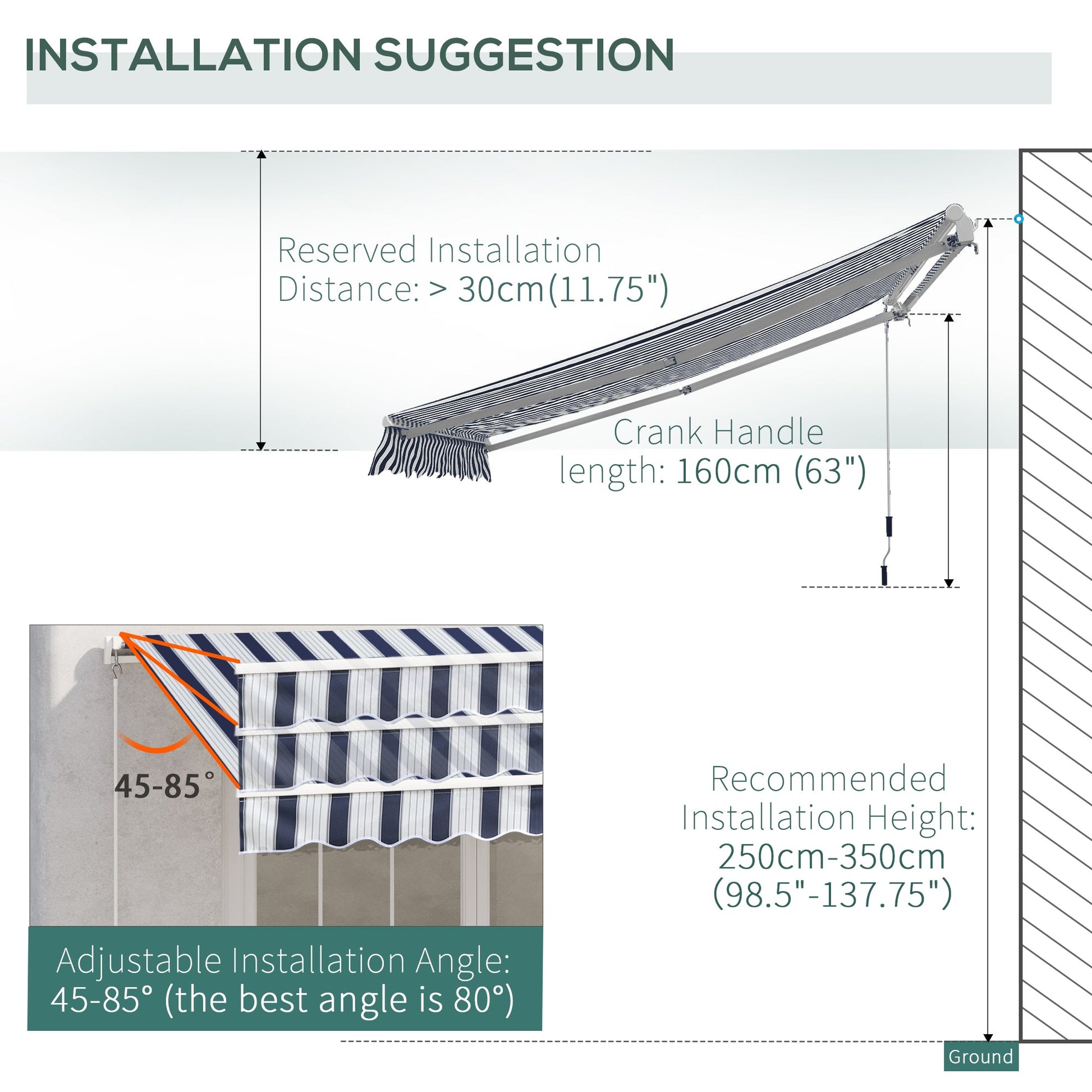 Outsunny 4x3M Manual Retractable Awning