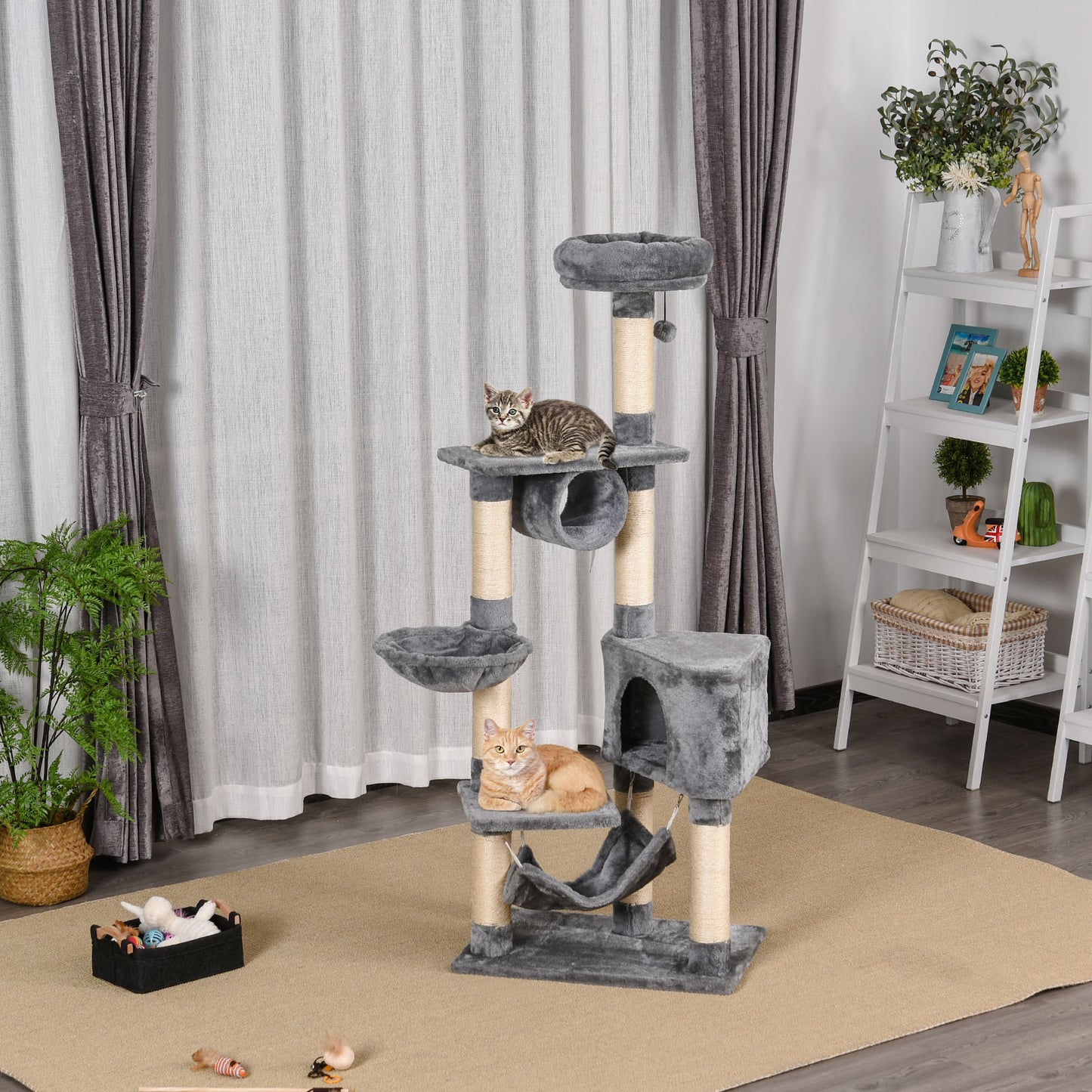 150CM Cat Tree Tower Kittens Activity Stand House Scratching Posts Pawhut