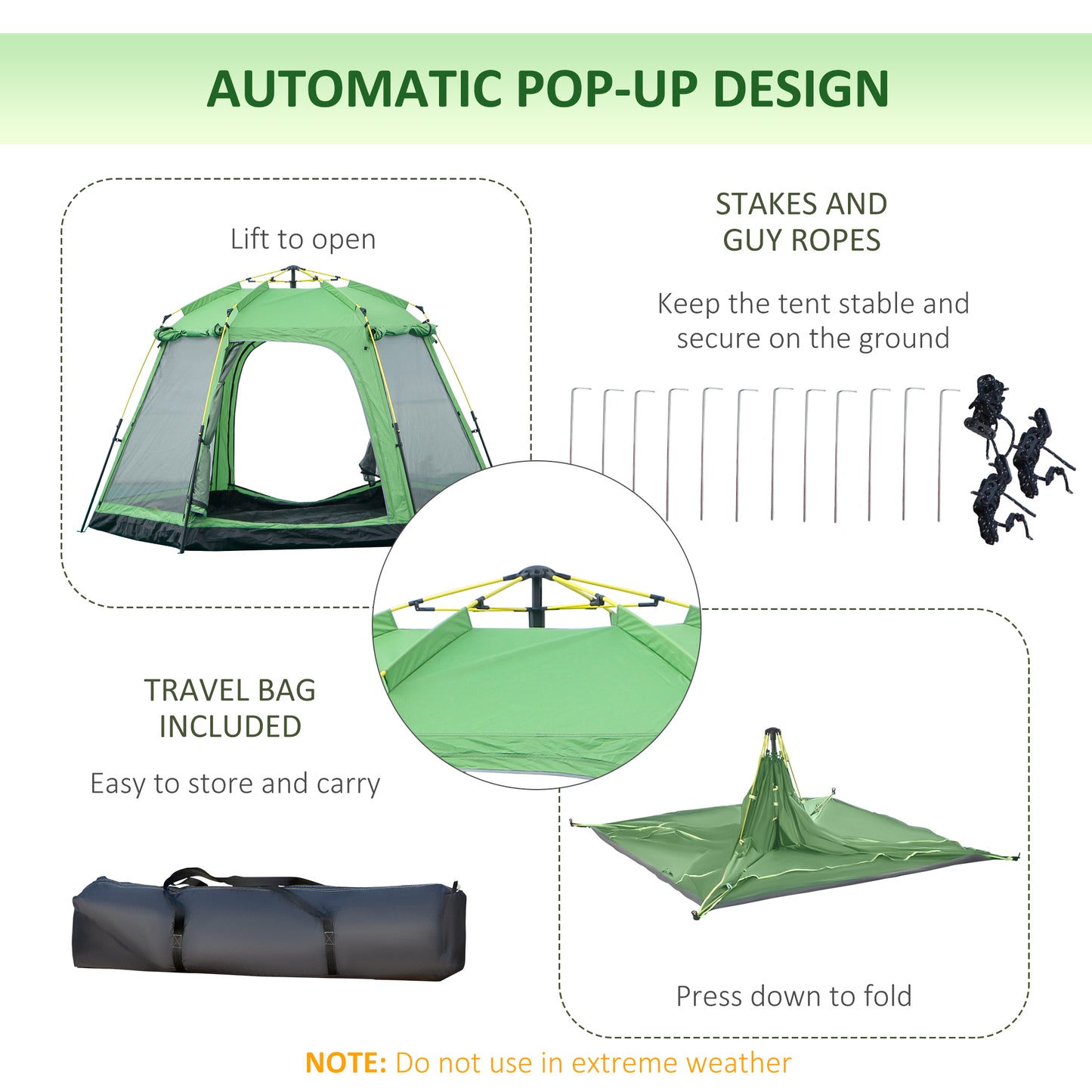 6 Person Camping Tent 2-Tier Pop-up Tent w/ Portable Carry Bag Outsunny