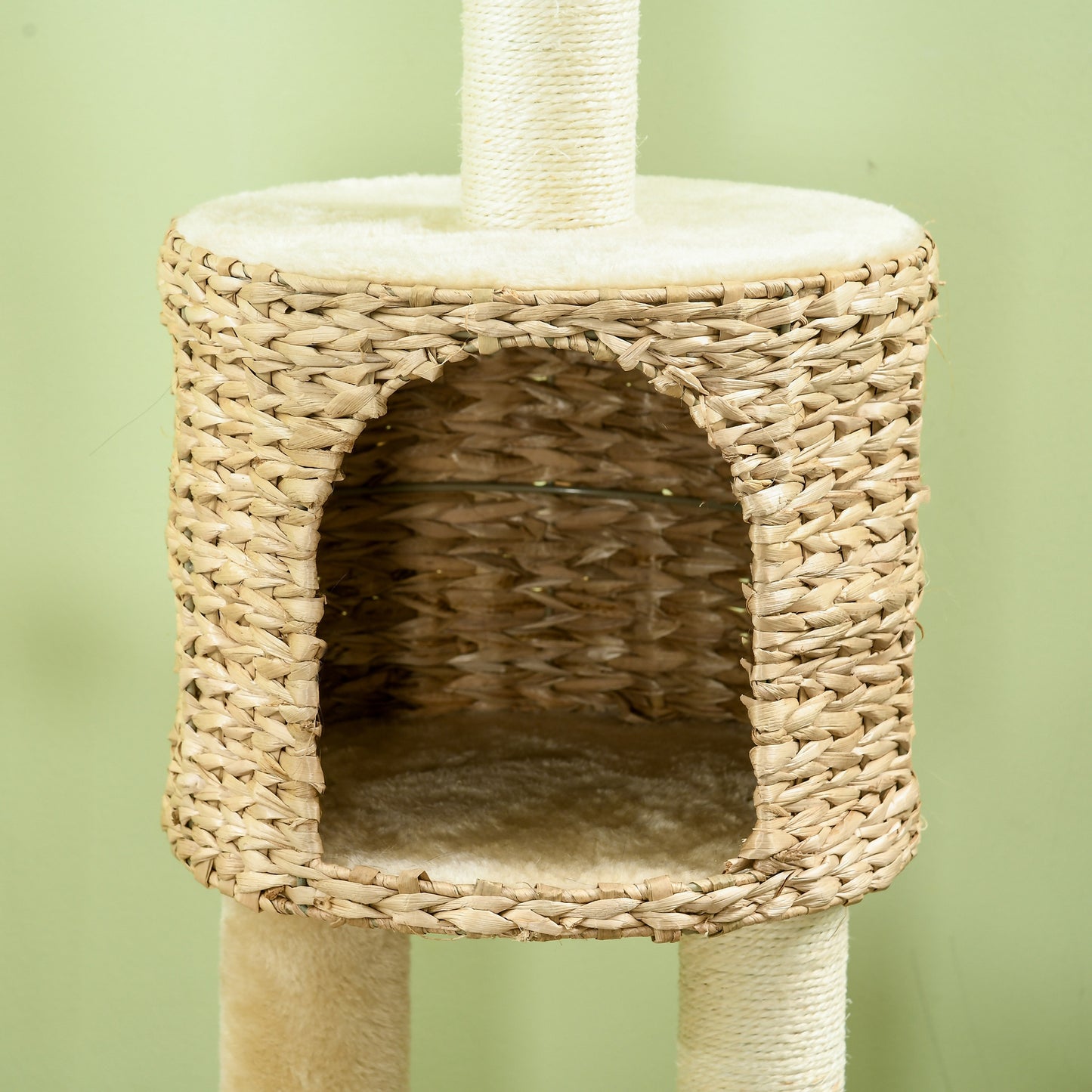 PawHut 116cm Cat Tree Tower with Scratching Post Cat House Ball Platform Beige