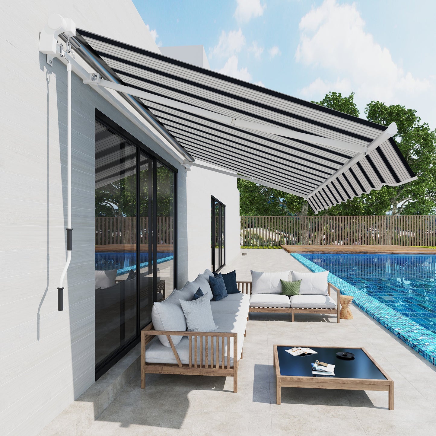 Outsunny 4x3M Manual Retractable Awning