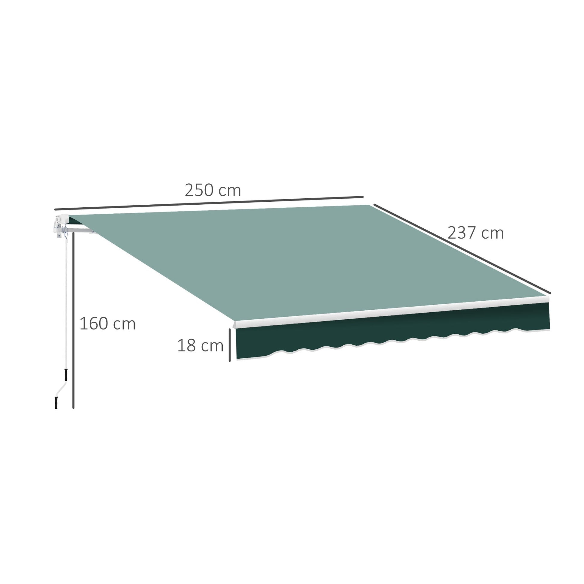 Outsunny 2.5x2m Manual Retractable Awning