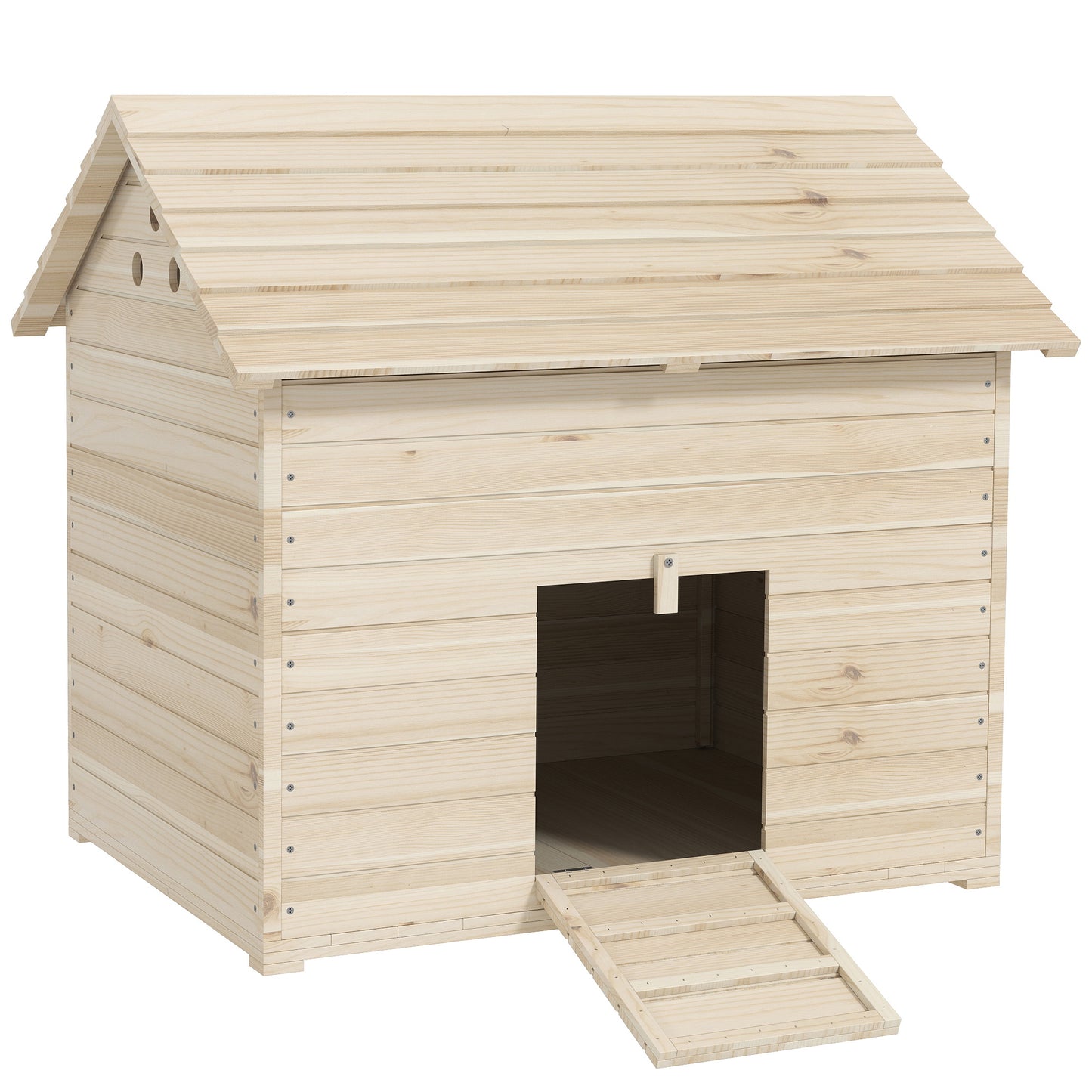 PawHut Wooden Duck House w/ Openable Roof, Raised Base, Air Holes - Natural