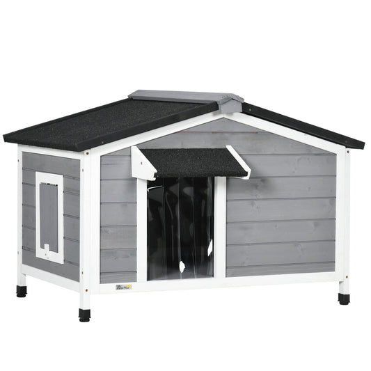 PawHut Wooden Dog Kennel for Outside 97L x 72W x 65Hcm, Grey