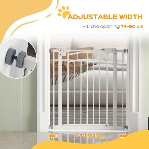 Pressure Fit Safety Gate w/ Auto Closing Door, for Small, Medium Dogs, 74-80cm