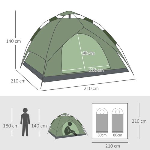 2 Man Pop Up Tent Camping Festival Hiking Family Travel Shelter Outsunny