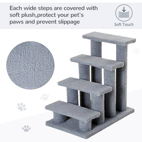 Pet Ramp Stairs 4 Steps Cat Tree Ladder Safety Steps Climbing Frame Grey