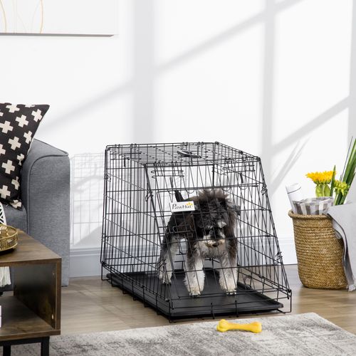 Metal Collapsible Car Dog Cage Transport Carrier Removable Tray 77 x 47 x 55cm