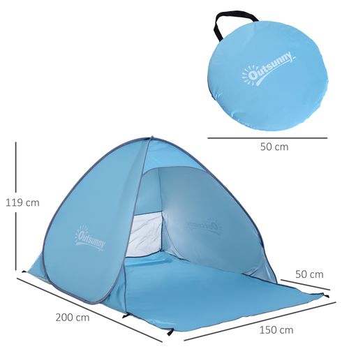 Beach Tent Instant Camping Pop up Tent Sun Shade Shelter, Blue Outsunny