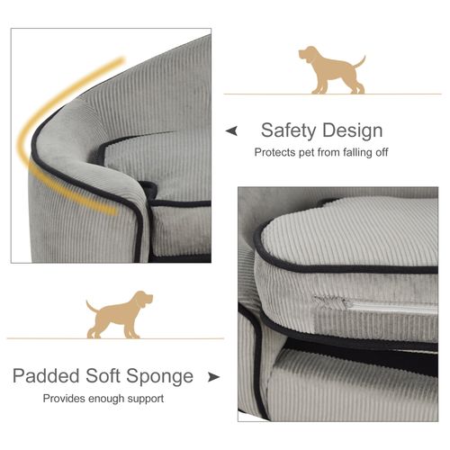 Dog Sofa Bed Pet Chair w/ Sponge Padded Cushion for XS and S Size Dogs - Grey