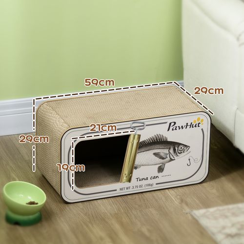 PawHut 2 in 1 Cat Scratching Board, Cardboard Cat House with Catnip