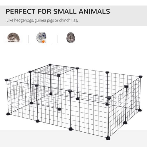 DIY Pet Playpen Metal Wire Fence 12-Panel Guinea Pig Small Animals Cage Black