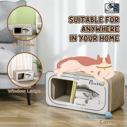 PawHut 2 in 1 Cat Scratching Board, Cardboard Cat House with Catnip