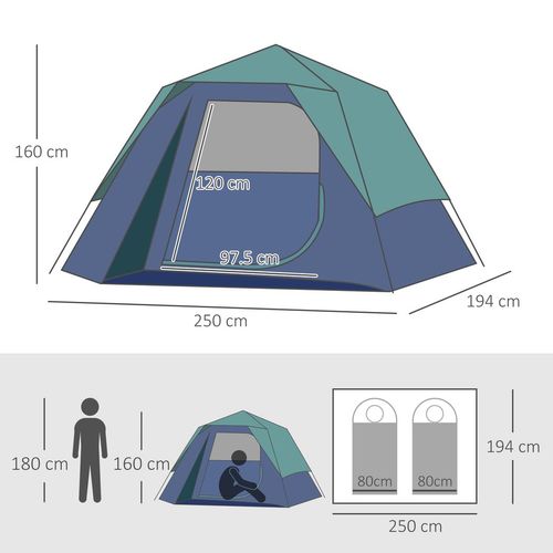 Family Pop-Up Camping Tent W/ Removable Waterproof Rainfly Outsunny