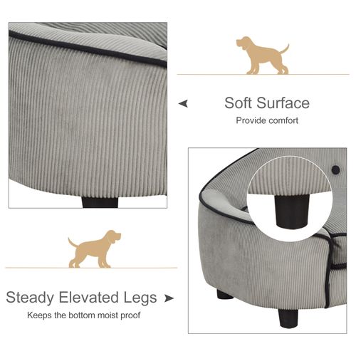 Dog Sofa Bed Pet Chair w/ Sponge Padded Cushion for XS and S Size Dogs - Grey