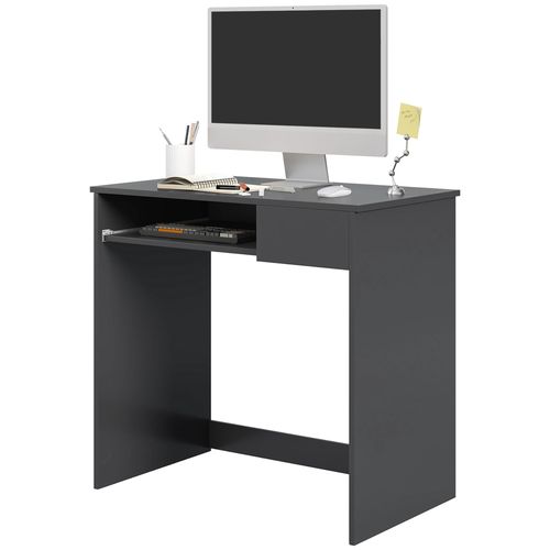 HOMCOM Compact Computer Table w/ Keyboard Tray Drawer Study Office Work, Grey