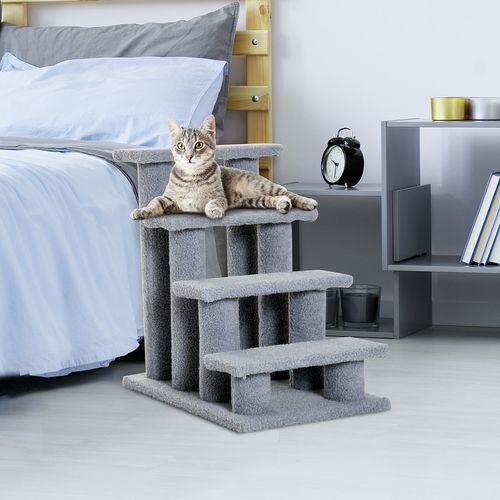 Pet Ramp Stairs 4 Steps Cat Tree Ladder Safety Steps Climbing Frame Grey