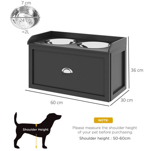 PawHut Stainless Steel Raised Dog Bowl w/ 21L Storage Drawer, for Large Dogs