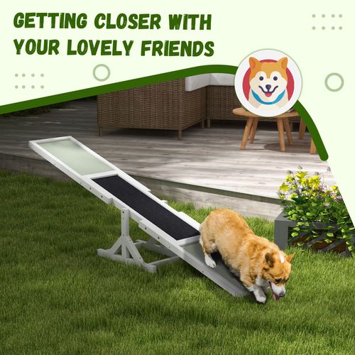 PawHut Wooden Pet Seesaw for Big Dogs with Anti-Slip Surface, White