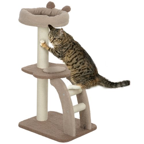 PawHut 88cm Cat Tee for Indoor Cats, Cat Tower with Scratching Post, Brown