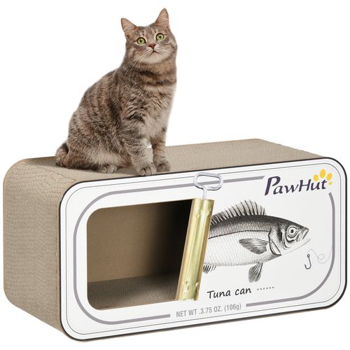 PawHut 2 in 1 Cat Scratching Board, Cardboard Cat House with Catnip