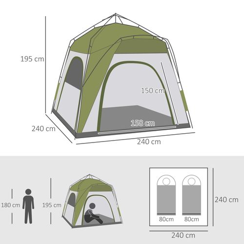 Four Man Pop Up Tent Automatic Camping Backpacking Dome Shelter Outsunny