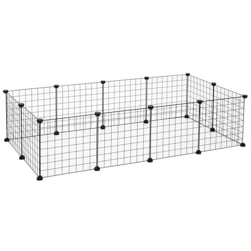 DIY Pet Playpen Metal Wire Fence 12-Panel Guinea Pig Small Animals Cage Black