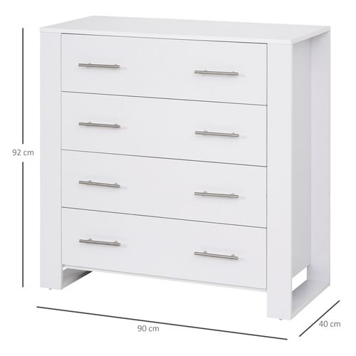 Chest Of 4 Drawers Home Storage Clothes Cabinet Metal Handles White