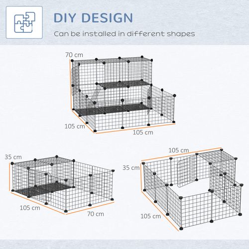 30 Pcs DIY Expandable Pet Cage Steel Bars Doors Trays Plastic Corners Pawhut