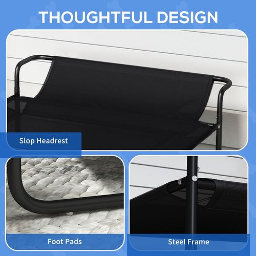 PawHut Raised Dog Bed with Slope Headrest for Small Medium Dogs 91 x 69 x 29cm