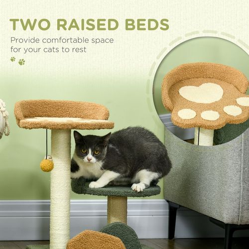 52cm Cat Tree for Indoor Cats, Scratching Posts with Two Bed, Toy Ball