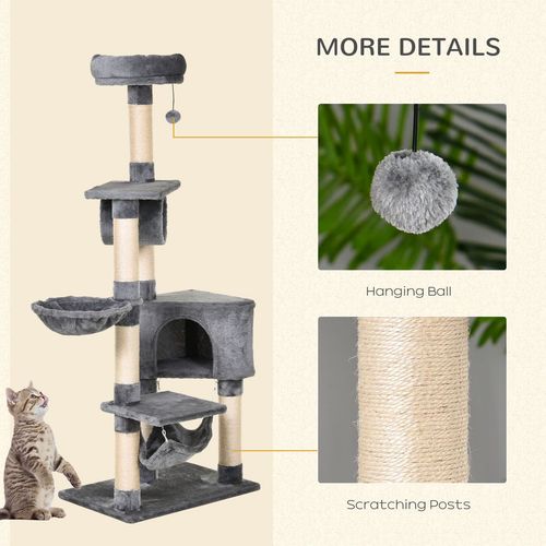 150CM Cat Tree Tower Kittens Activity Stand House Scratching Posts Pawhut