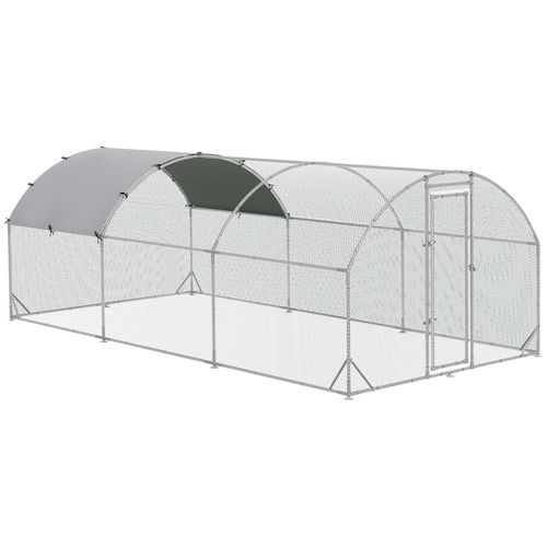 PawHut Walk-In Chicken Run Galvanised Chicken Coop with Cover 2.8 x 1.9 x 2m