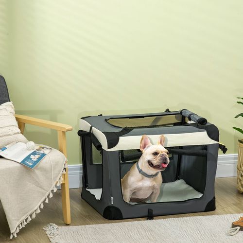 70cm Foldable Pet Carrier w/ Cushion for Mini Dogs and Cats - Grey Pawhut