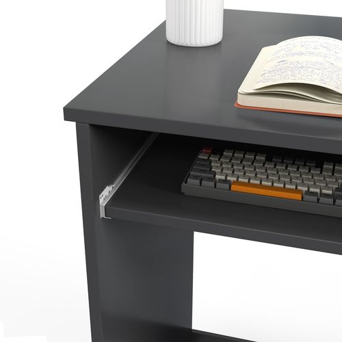 HOMCOM Compact Computer Table w/ Keyboard Tray Drawer Study Office Work, Grey