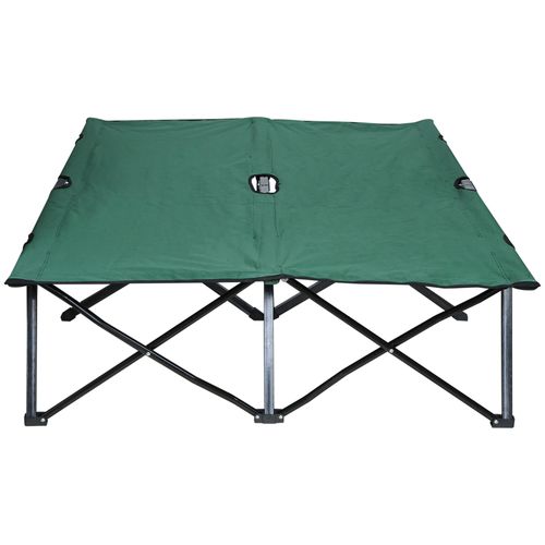 Double Camping Folding Cot Outdoor Portable Sunbed Carry Bag, Green Outsunny