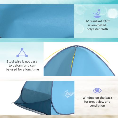 Beach Tent Instant Camping Pop up Tent Sun Shade Shelter, Blue Outsunny